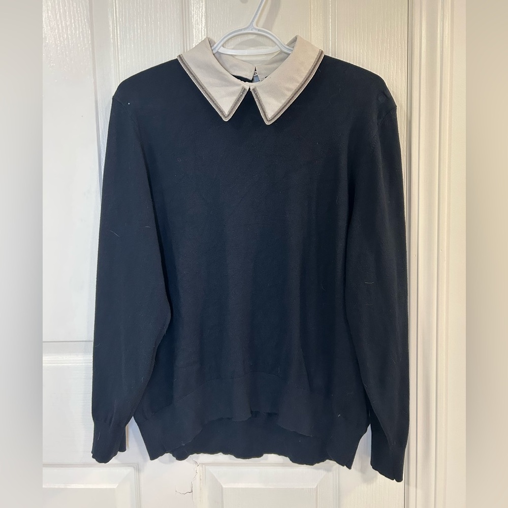 Ted Baker Navy Sweater with embellished collar